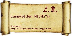 Langfelder Milán névjegykártya